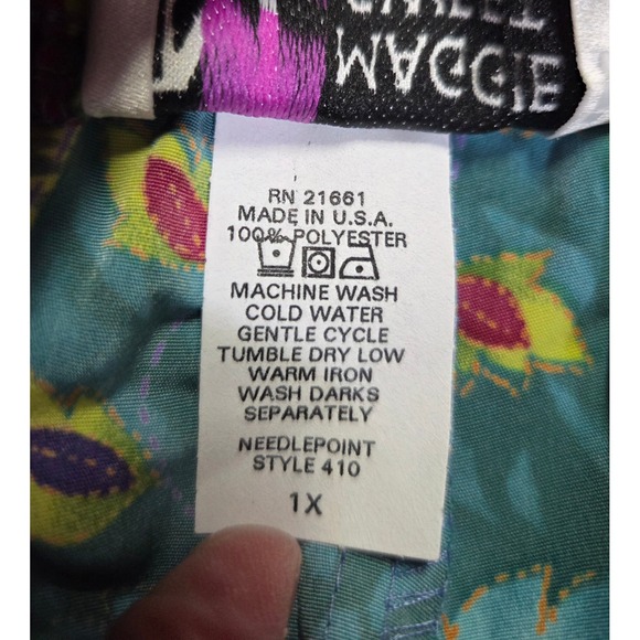 Maggie Sweet Womens 1X Floral Striped Pants Elastic Waist Straight‎ Leg Vintage - Picture 5 of 6